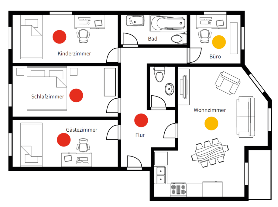 Installationsbeispiel für eine grosse Wohnung
