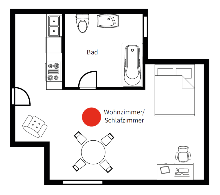 Installationsbeispiel für eine 1 Zimmer Wohnung